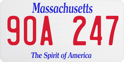 MA license plate 9OA247