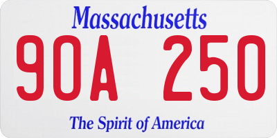 MA license plate 9OA250