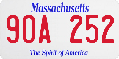 MA license plate 9OA252