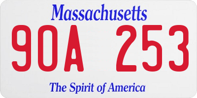 MA license plate 9OA253