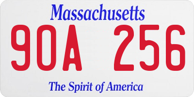 MA license plate 9OA256