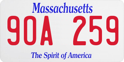 MA license plate 9OA259