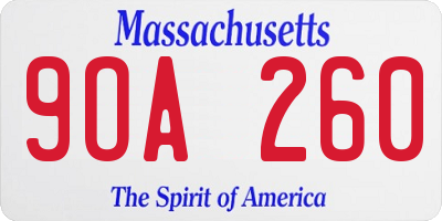 MA license plate 9OA260