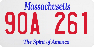 MA license plate 9OA261