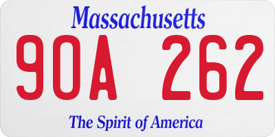 MA license plate 9OA262