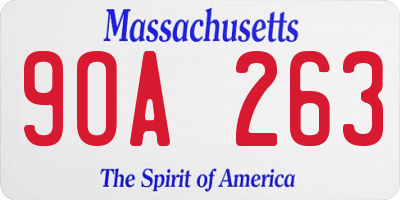 MA license plate 9OA263