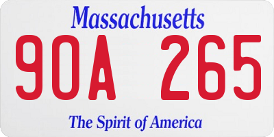 MA license plate 9OA265