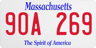 MA license plate 9OA269