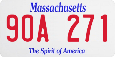 MA license plate 9OA271