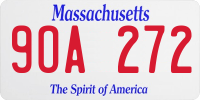 MA license plate 9OA272