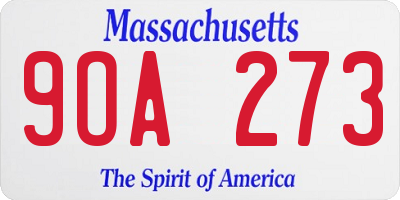 MA license plate 9OA273
