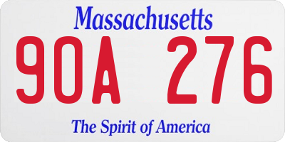 MA license plate 9OA276