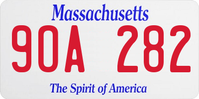 MA license plate 9OA282