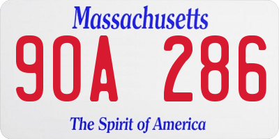MA license plate 9OA286
