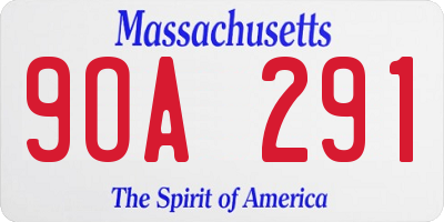 MA license plate 9OA291