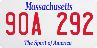 MA license plate 9OA292