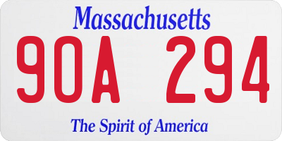 MA license plate 9OA294