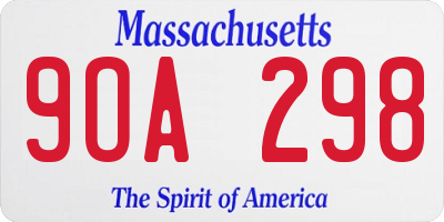 MA license plate 9OA298