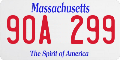 MA license plate 9OA299