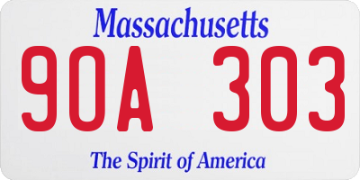 MA license plate 9OA303