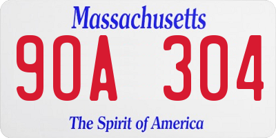 MA license plate 9OA304