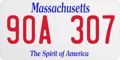 MA license plate 9OA307