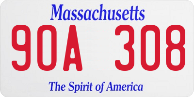 MA license plate 9OA308