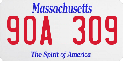 MA license plate 9OA309
