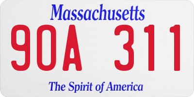 MA license plate 9OA311
