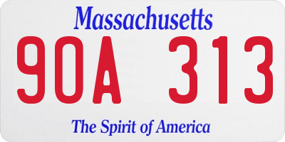 MA license plate 9OA313