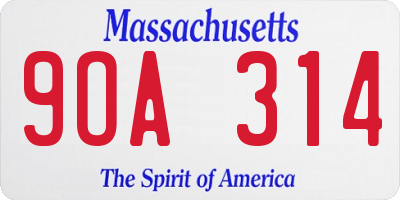 MA license plate 9OA314