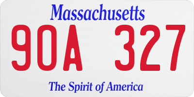 MA license plate 9OA327