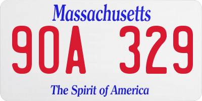 MA license plate 9OA329