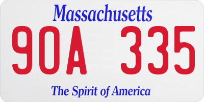 MA license plate 9OA335