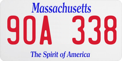MA license plate 9OA338