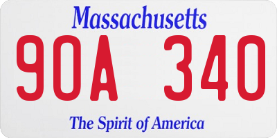 MA license plate 9OA340