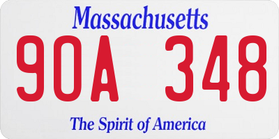 MA license plate 9OA348