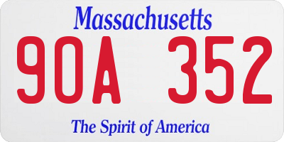 MA license plate 9OA352