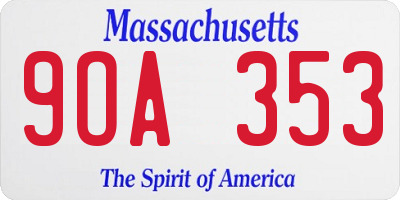 MA license plate 9OA353