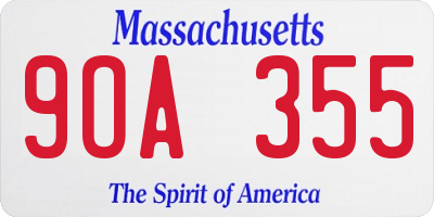 MA license plate 9OA355