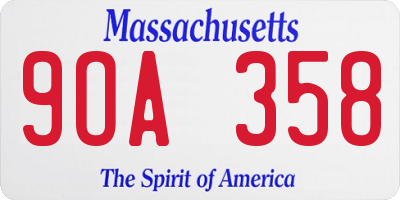 MA license plate 9OA358