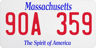 MA license plate 9OA359