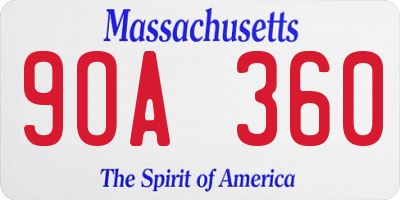 MA license plate 9OA360