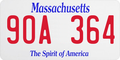 MA license plate 9OA364