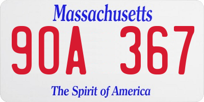 MA license plate 9OA367