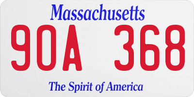 MA license plate 9OA368