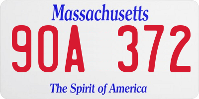 MA license plate 9OA372