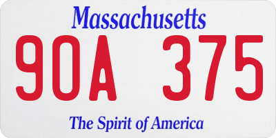 MA license plate 9OA375