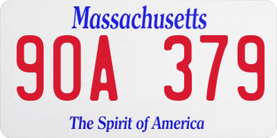 MA license plate 9OA379