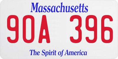 MA license plate 9OA396